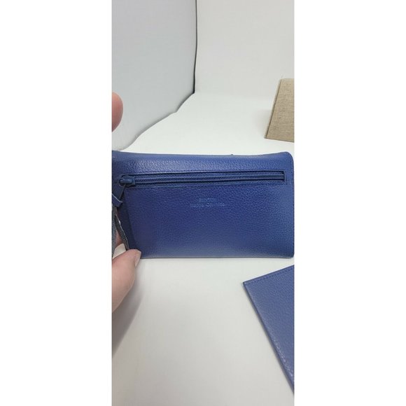 Buxton Wallet and Check Book Cover Soft Gems Nappa Cowhide Leather NOS Blue vtg - Picture 7 of 8